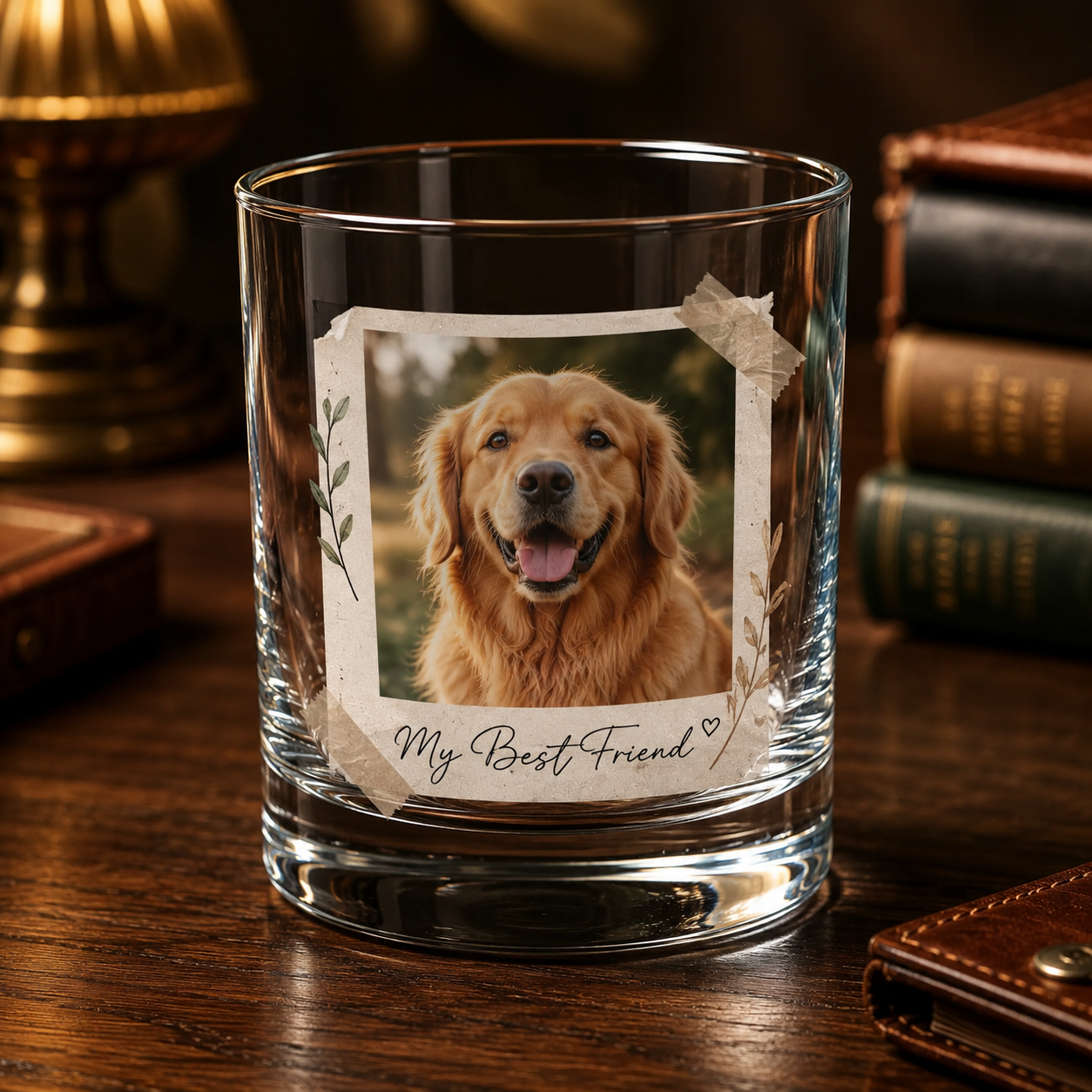 Custom Photo Dog Portrait Whiskey Glass | Personalized Pet Photo Gifts | Gift For Dog Lovers