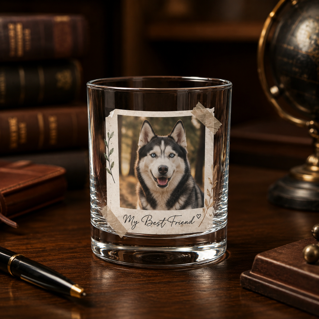 Custom Photo Dog Portrait Whiskey Glass | Personalized Pet Photo Gifts | Gift For Dog Lovers