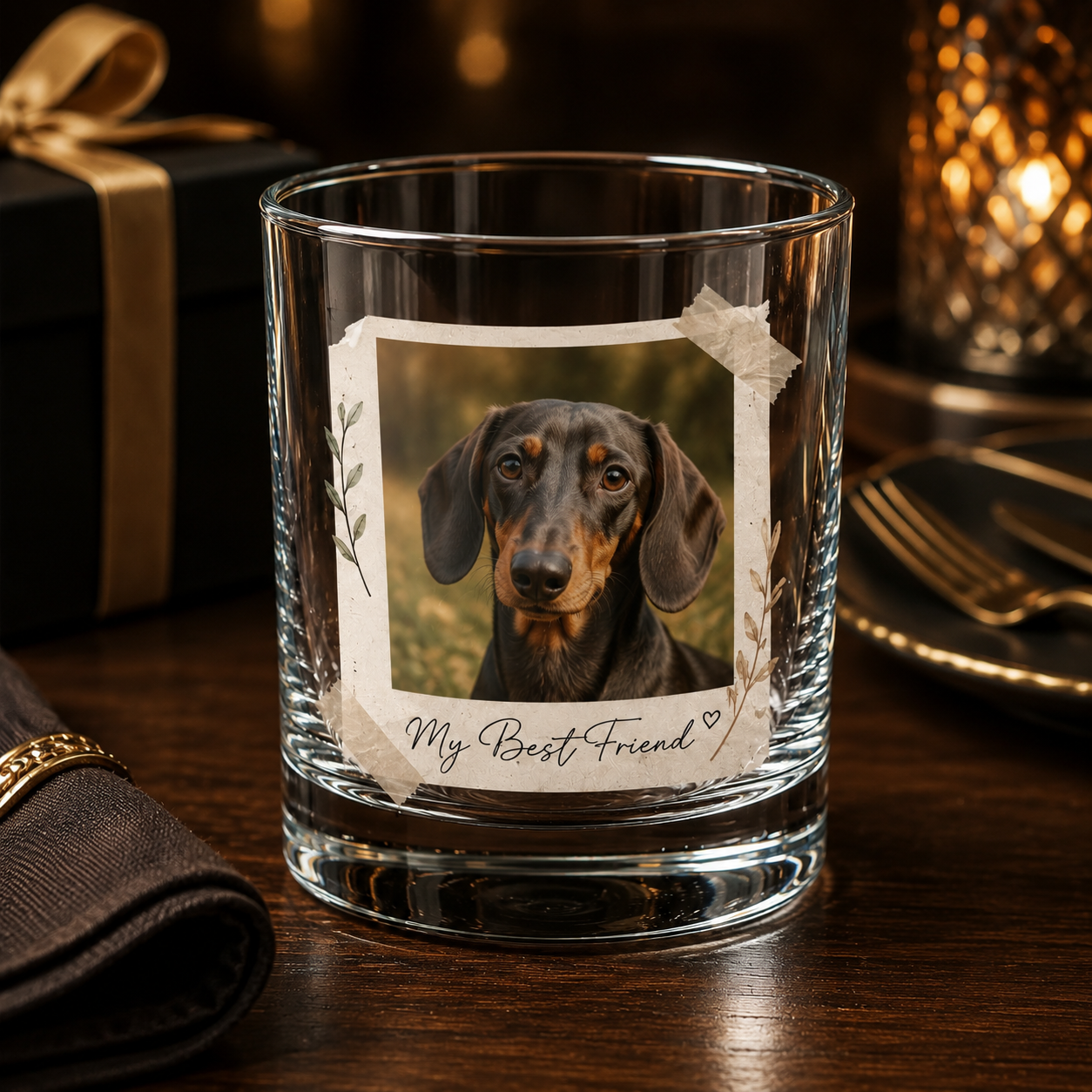 Custom Photo Dog Portrait Whiskey Glass | Personalized Pet Photo Gifts | Gift For Dog Lovers