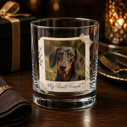 Custom Photo Dog Portrait Whiskey Glass | Personalized Pet Photo Gifts | Gift For Dog Lovers