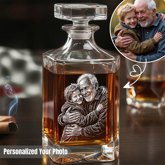 Custom Photo Grandpa Whiskey Decanter Set, Personalized Family Gift THUC99