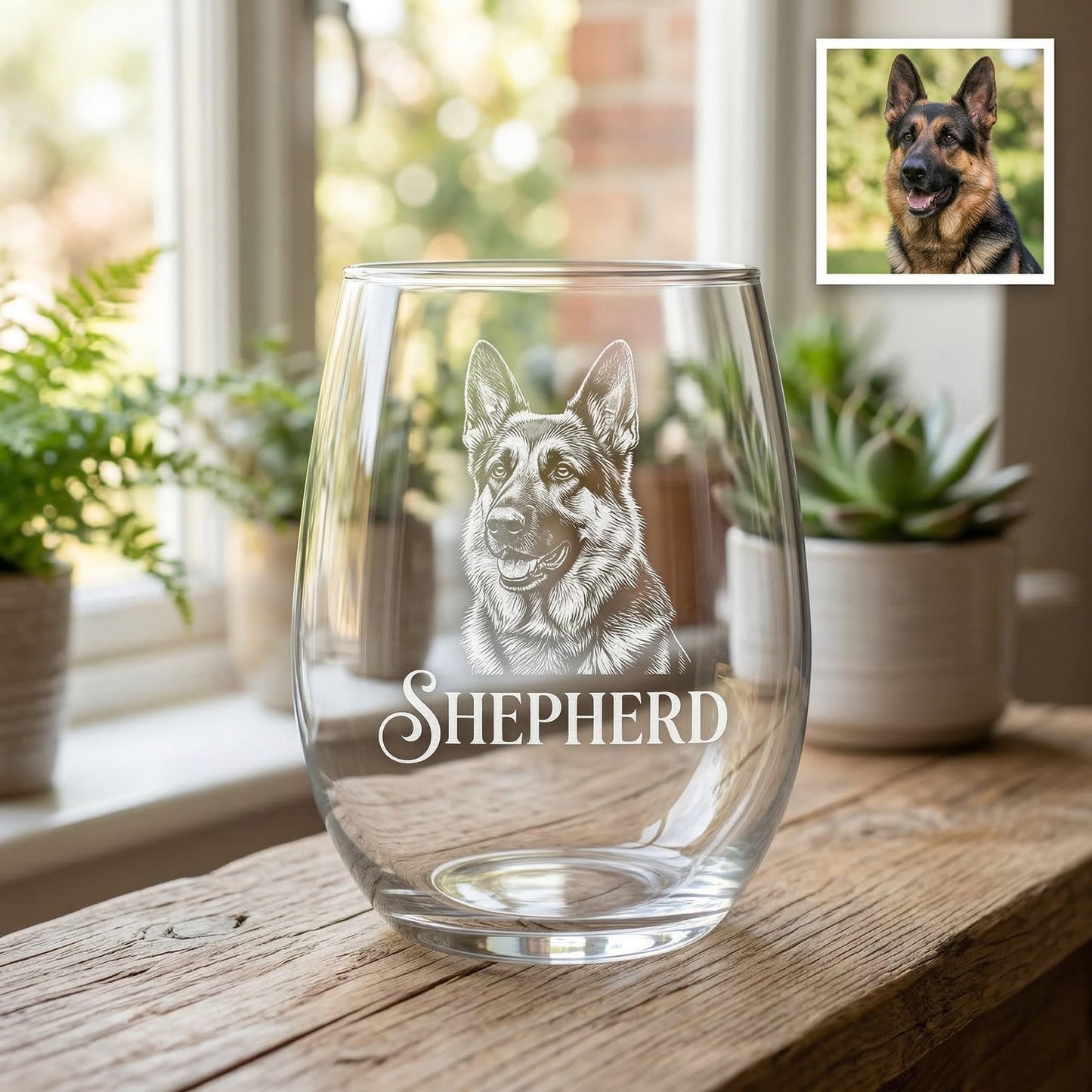 Custom Photo Dog Wine Glass | Pet Photo Stemless Wine Glass | Pet Lover Gift | Dog Memorial Gift