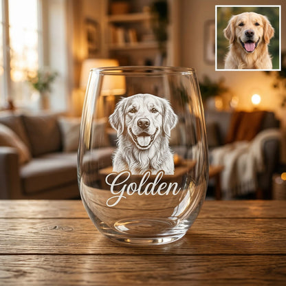 Custom Photo Dog Wine Glass | Pet Photo Stemless Wine Glass | Pet Lover Gift | Dog Memorial Gift