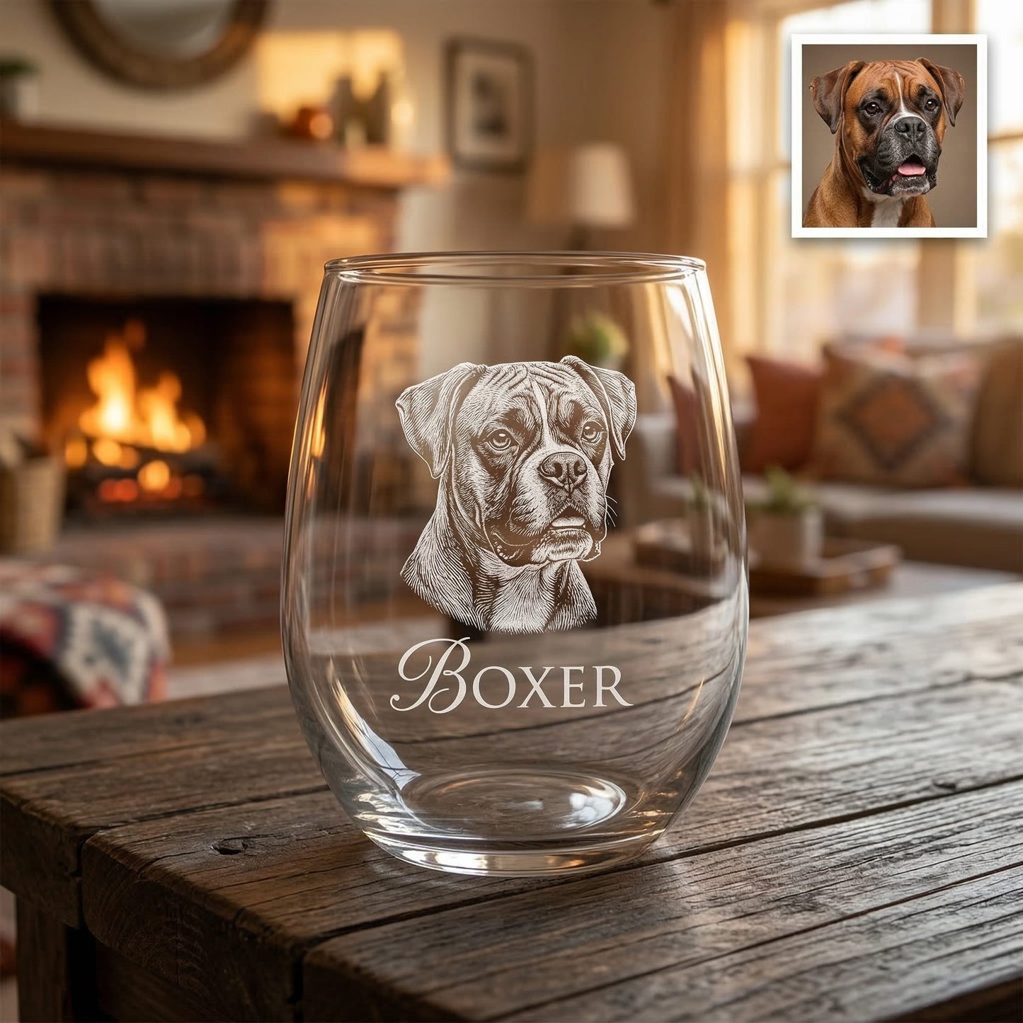 Custom Photo Dog Wine Glass | Pet Photo Stemless Wine Glass | Pet Lover Gift | Dog Memorial Gift