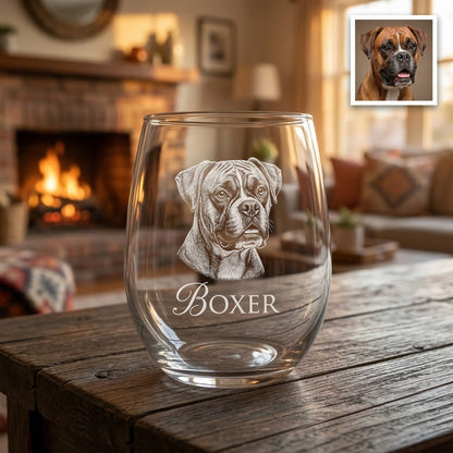 Custom Photo Dog Wine Glass | Pet Photo Stemless Wine Glass | Pet Lover Gift | Dog Memorial Gift