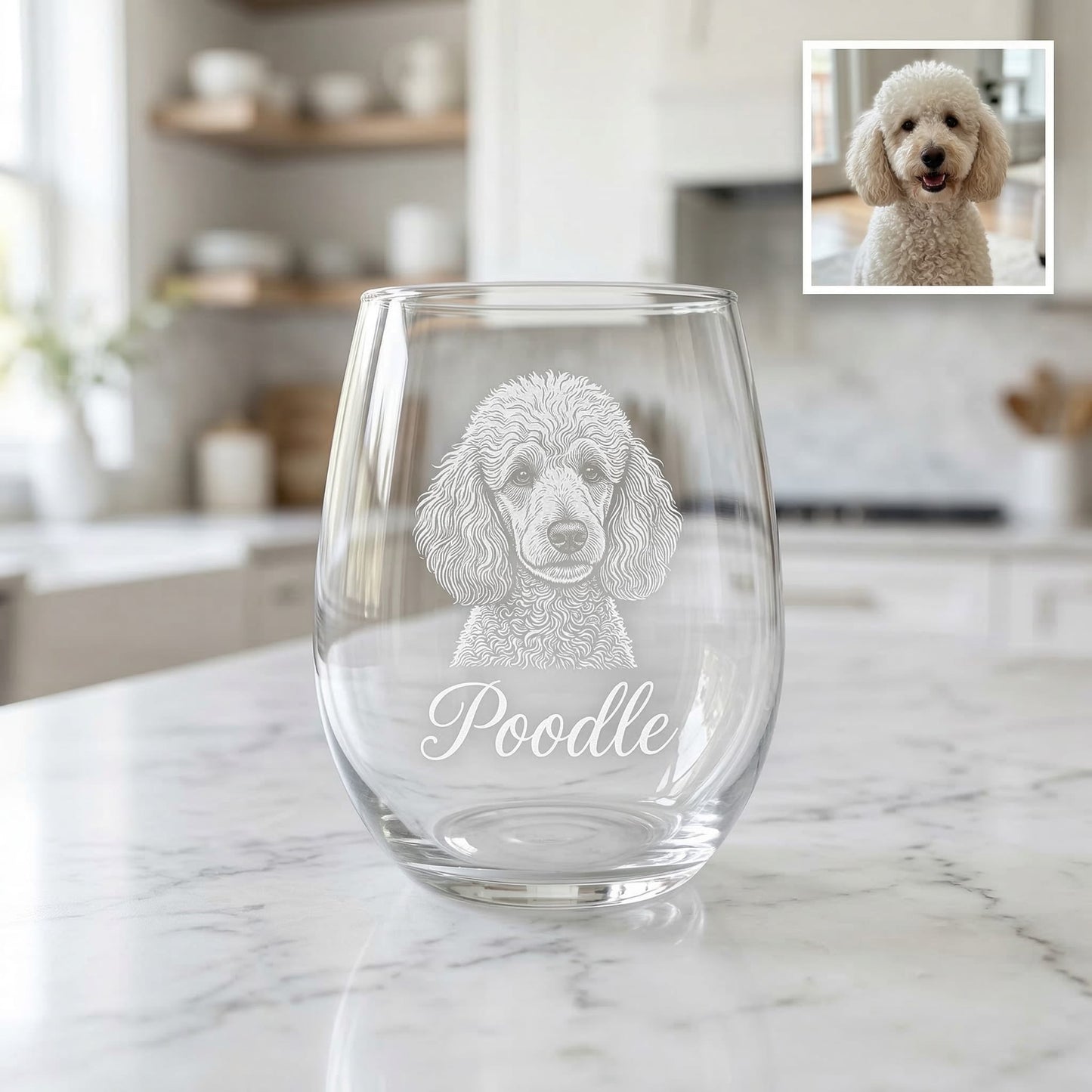 Custom Photo Dog Wine Glass | Pet Photo Stemless Wine Glass | Pet Lover Gift | Dog Memorial Gift