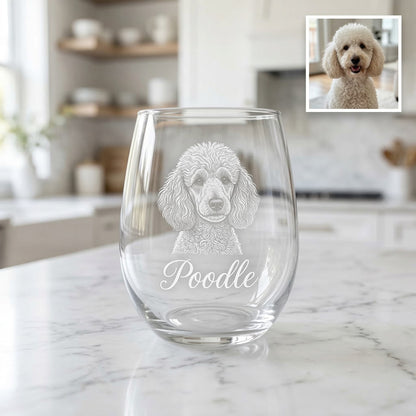 Custom Photo Dog Wine Glass | Pet Photo Stemless Wine Glass | Pet Lover Gift | Dog Memorial Gift