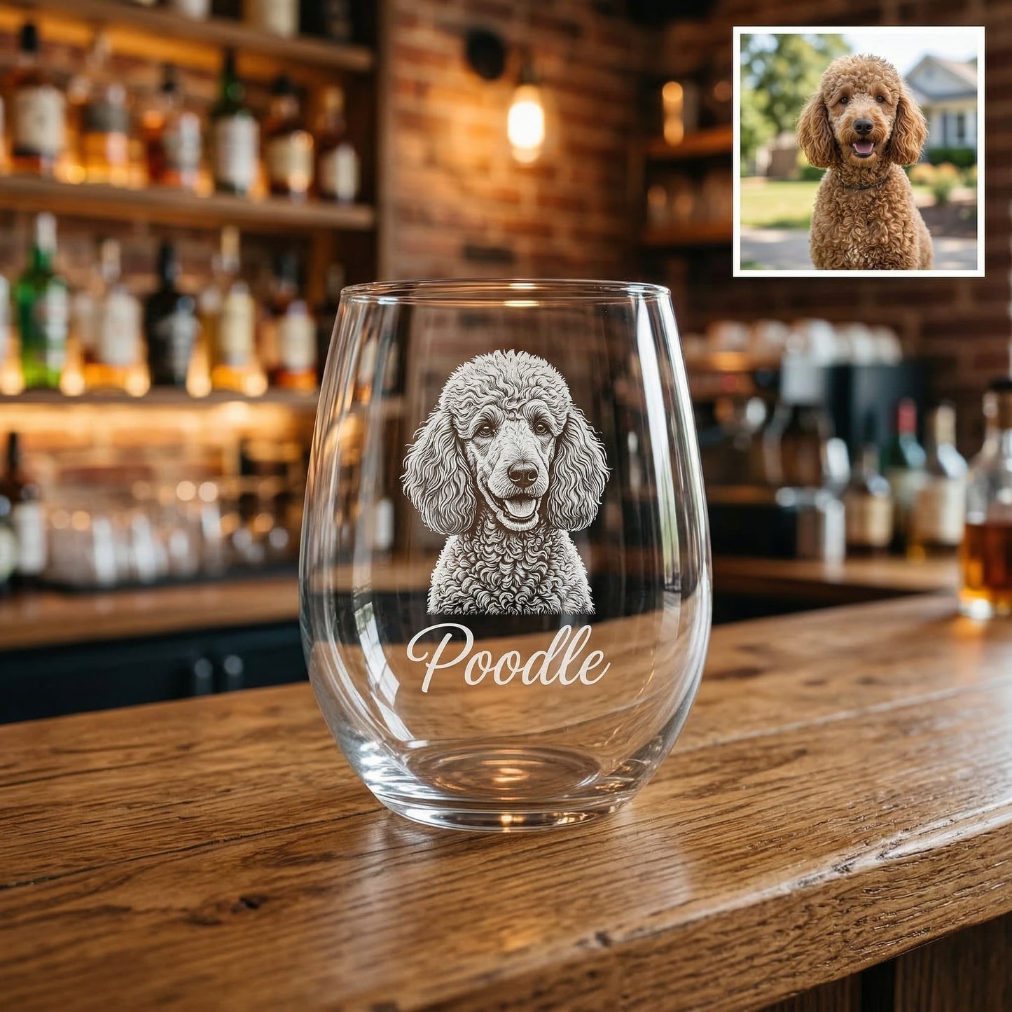 Custom Photo Dog Wine Glass | Pet Photo Stemless Wine Glass | Pet Lover Gift | Dog Memorial Gift