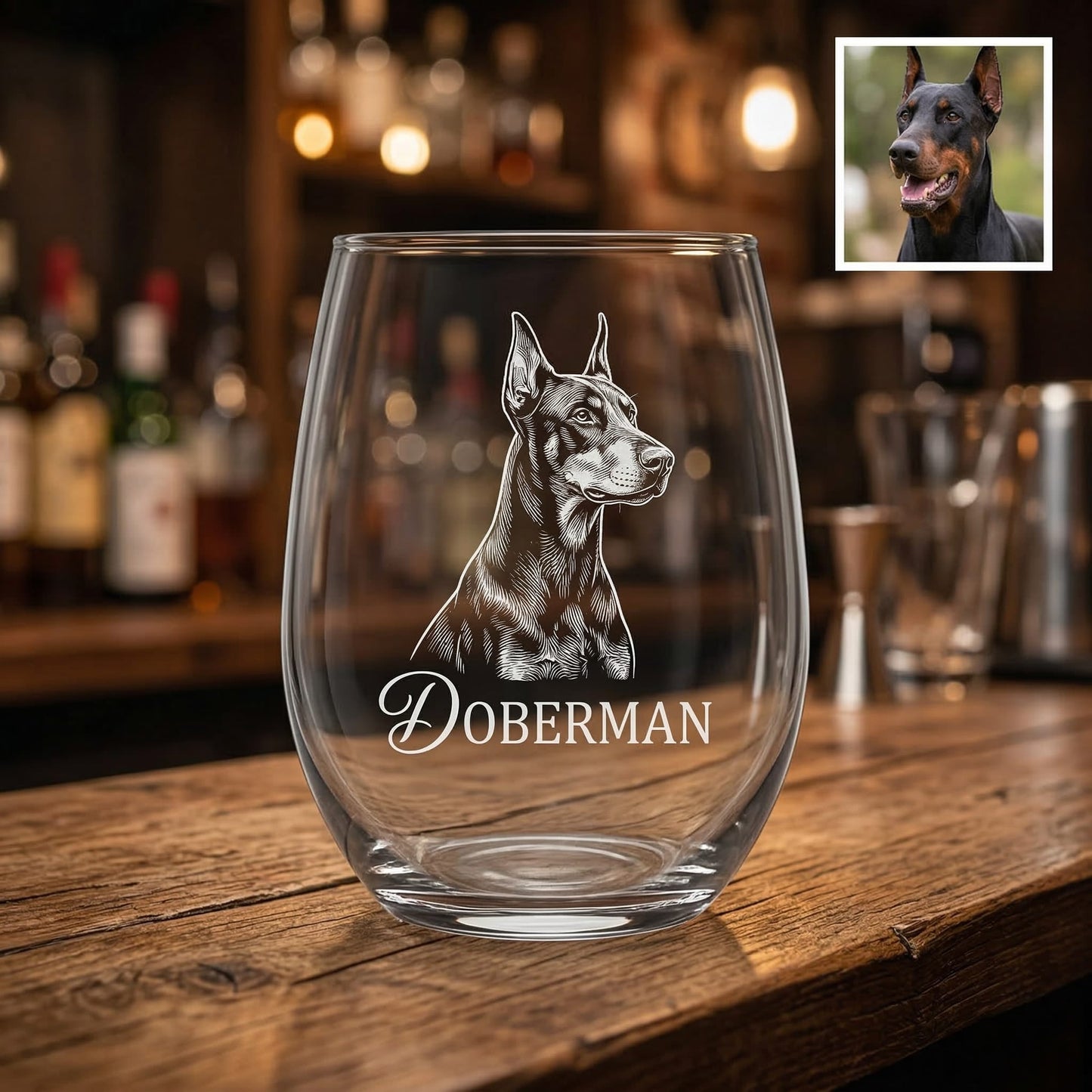 Custom Photo Dog Wine Glass | Pet Photo Stemless Wine Glass | Pet Lover Gift | Dog Memorial Gift