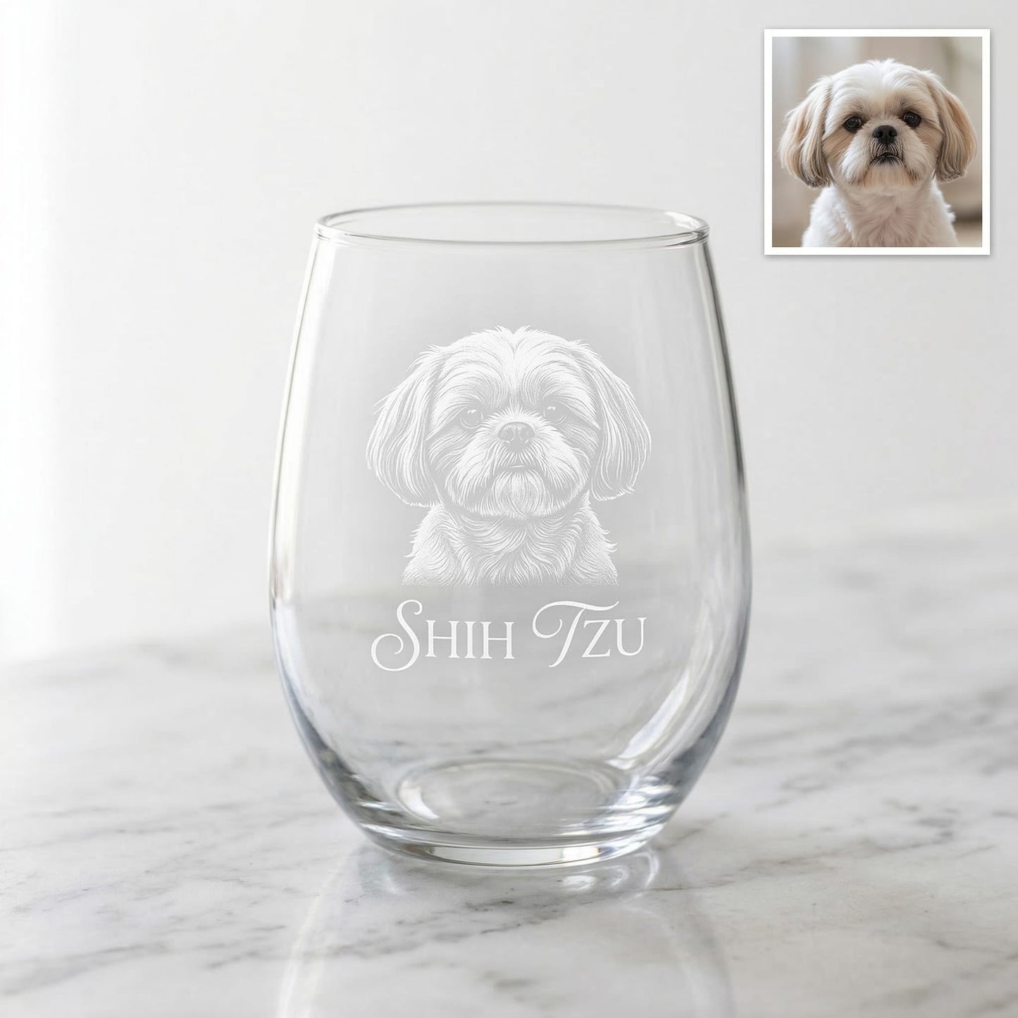 Custom Photo Dog Wine Glass | Pet Photo Stemless Wine Glass | Pet Lover Gift | Dog Memorial Gift