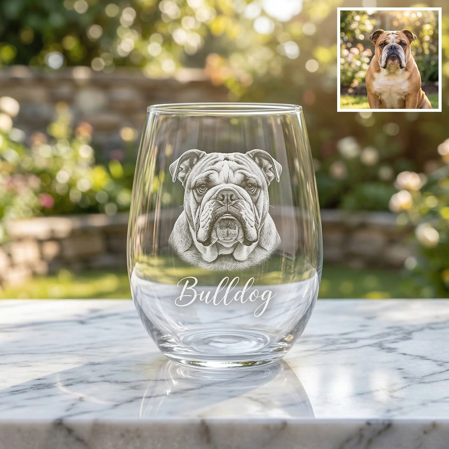 Custom Photo Dog Wine Glass | Pet Photo Stemless Wine Glass | Pet Lover Gift | Dog Memorial Gift