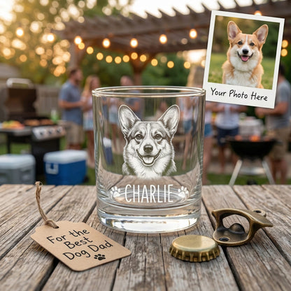 Personalized Dog Portrait Whiskey Glass 11oz – Custom Photo Gifts For Dog Lovers