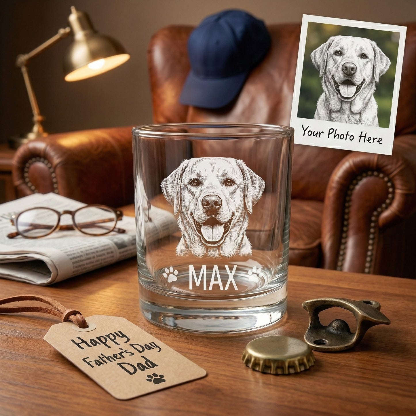 Personalized Dog Portrait Whiskey Glass 11oz – Custom Photo Gifts For Dog Lovers