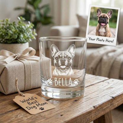Personalized Dog Portrait Whiskey Glass 11oz – Custom Photo Gifts For Dog Lovers