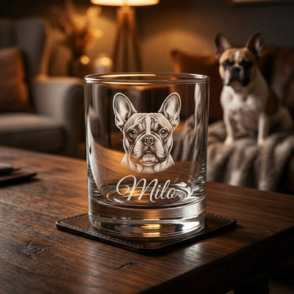 Personalized Dog Portrait Whiskey Glass 11oz – Custom Photo Gifts For Dog Lovers
