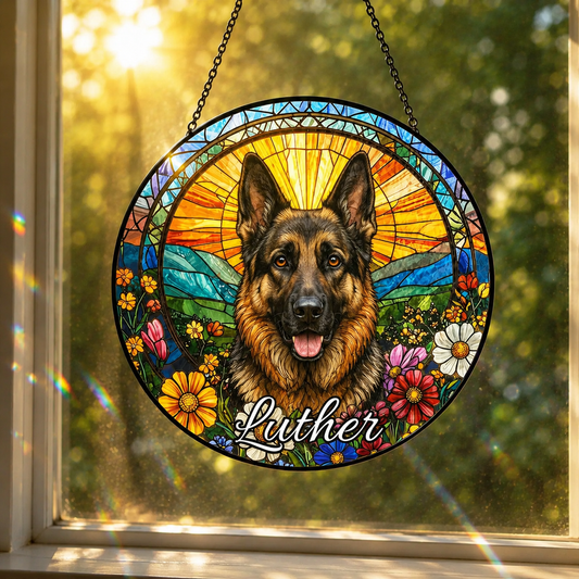 Custom Photo Dog Stained Glass Suncatcher – Personalized Dog Lover Gifts | Gift For Dog Lovers