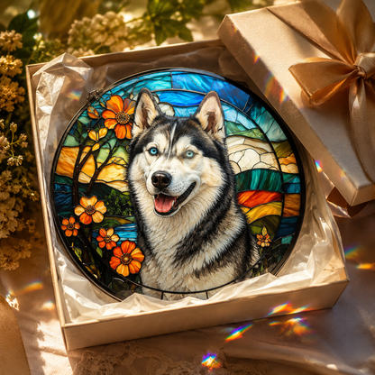 Custom Photo Dog Stained Glass Suncatcher – Personalized Dog Lover Gifts | Gift For Dog Lovers
