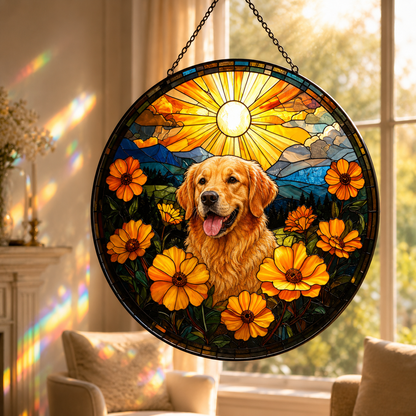 Custom Photo Dog Stained Glass Suncatcher – Personalized Dog Lover Gifts | Gift For Dog Lovers