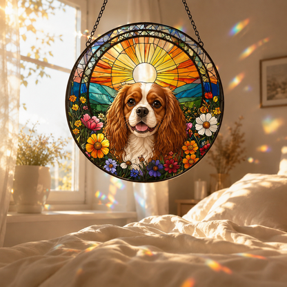 Custom Photo Dog Stained Glass Suncatcher – Personalized Dog Lover Gifts | Gift For Dog Lovers