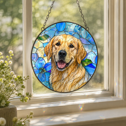 Custom Photo Dog Stained Glass Suncatcher – Custom Dog Lover Gifts | Gift For Dog Lover