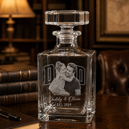 Custom Photo Dad Whiskey Decanter Set | Gift For Dad | Father's Day Gifts