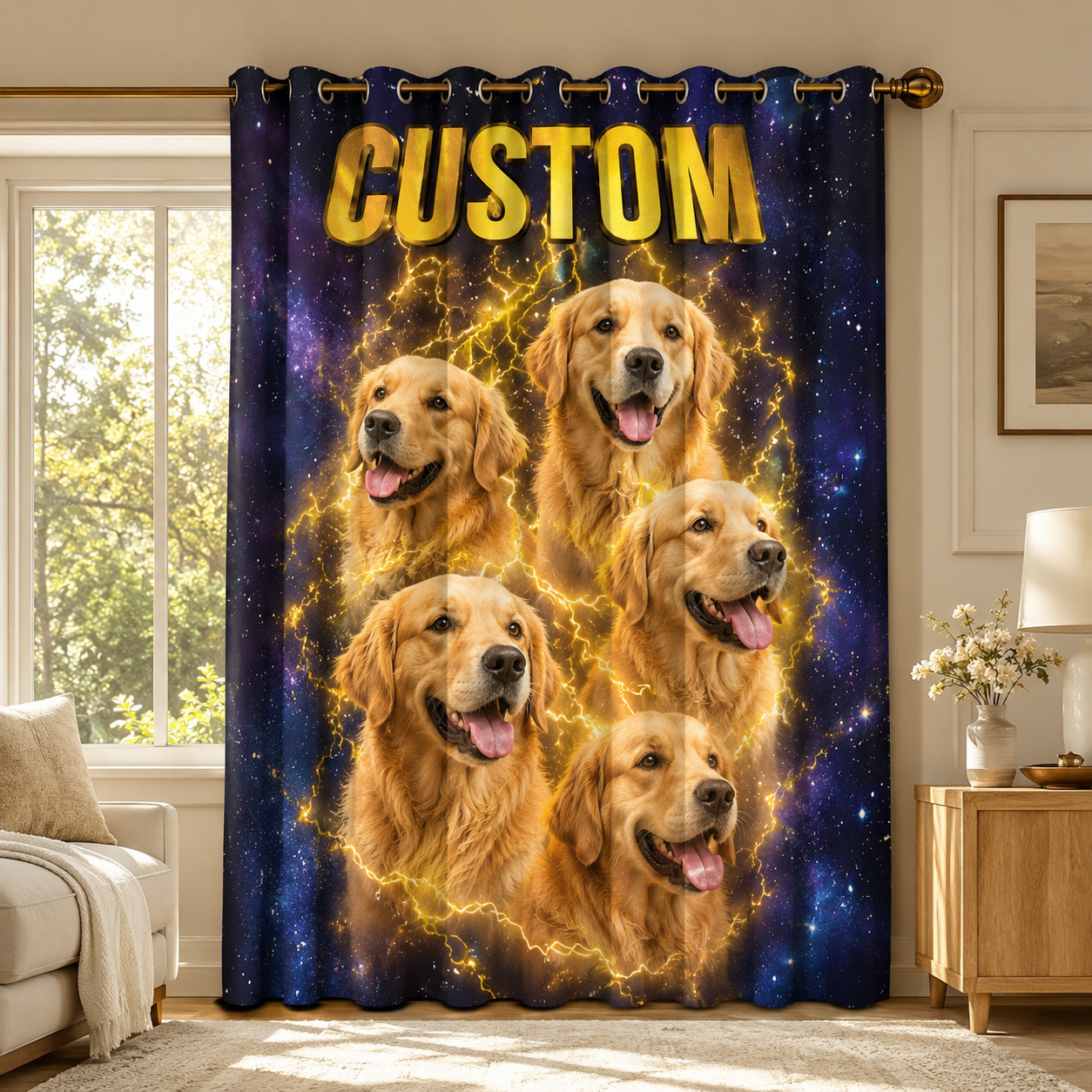 Custom Photo Dog Bootleg Window Curtain | Gift For Dog Lovers