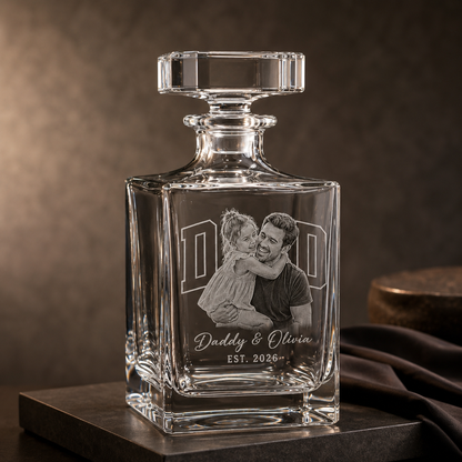Custom Photo Dad Whiskey Decanter Set | Gift For Dad | Father's Day Gifts