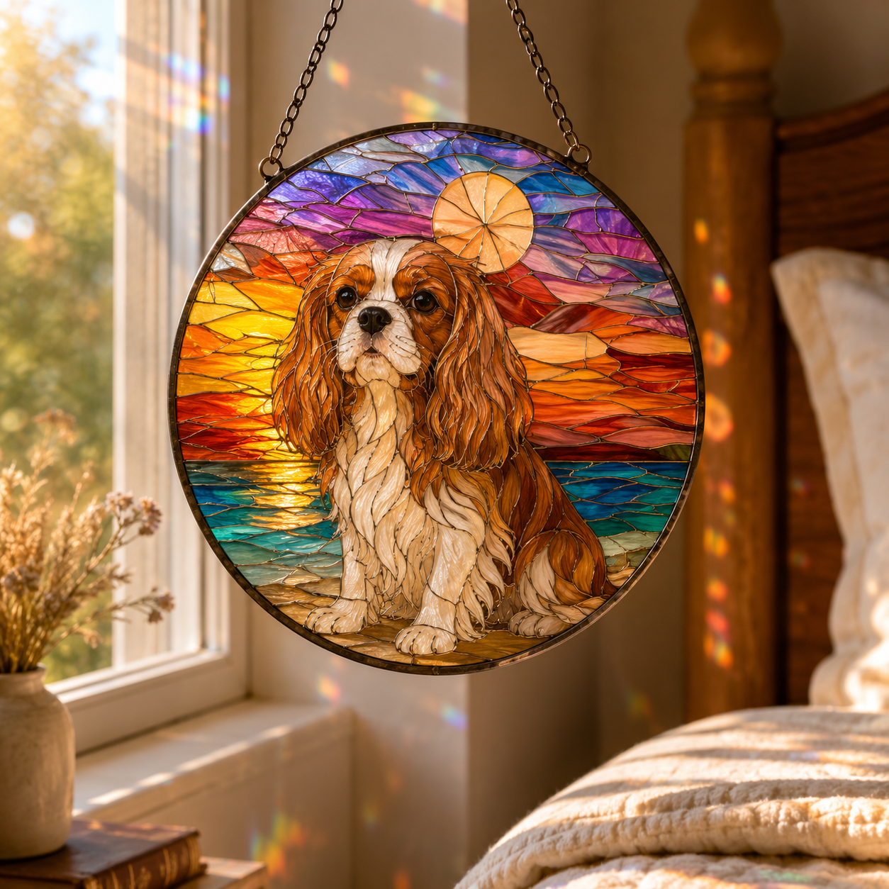 Custom Photo Dog Stained Glass Suncatcher – Custom Dog Lover Gifts | Gift For Dog Lover