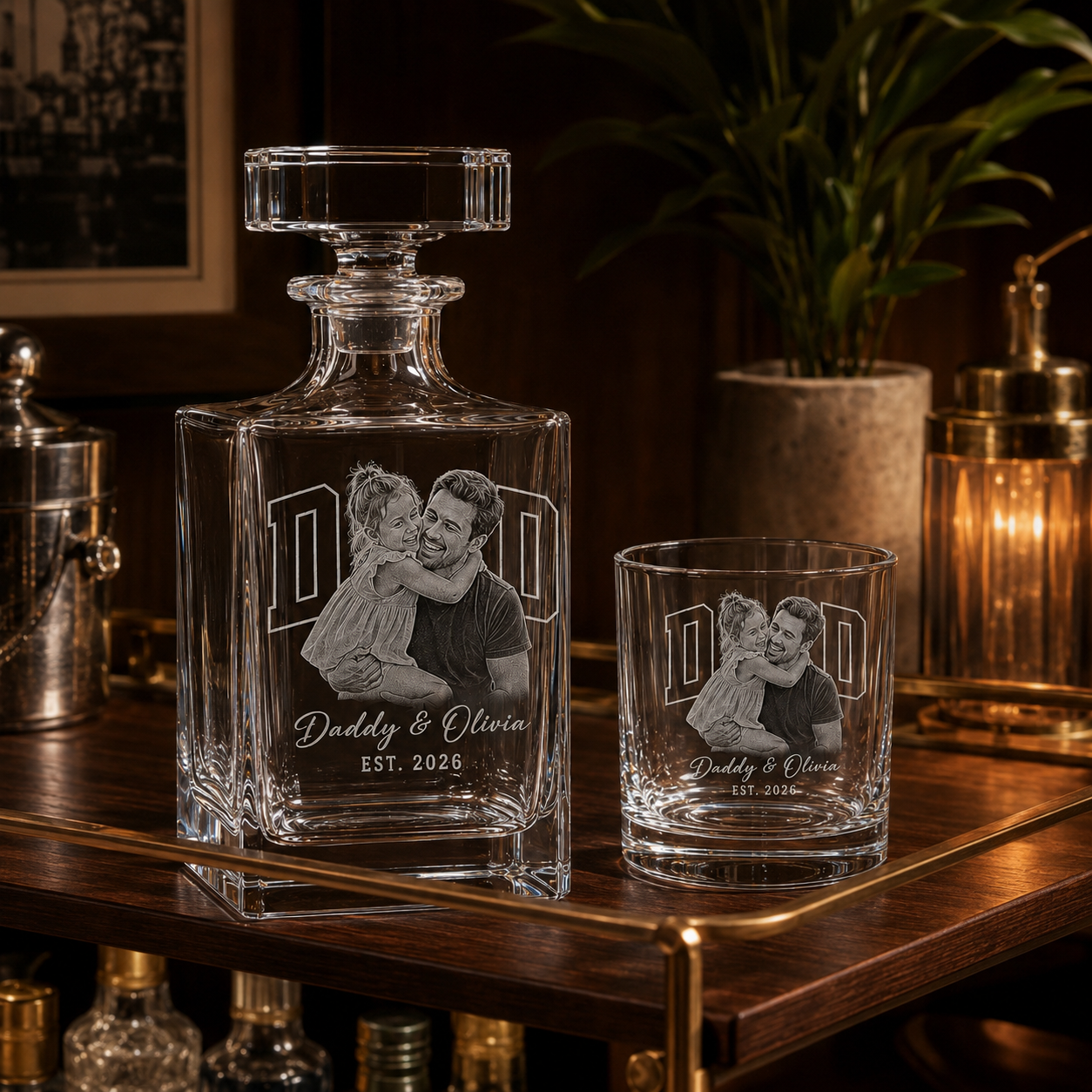 Custom Photo Dad Whiskey Decanter Set | Gift For Dad | Father's Day Gifts