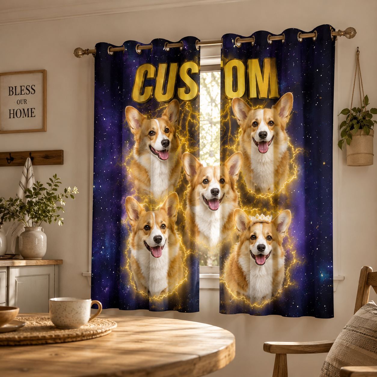 Custom Photo Dog Bootleg Window Curtain | Gift For Dog Lovers