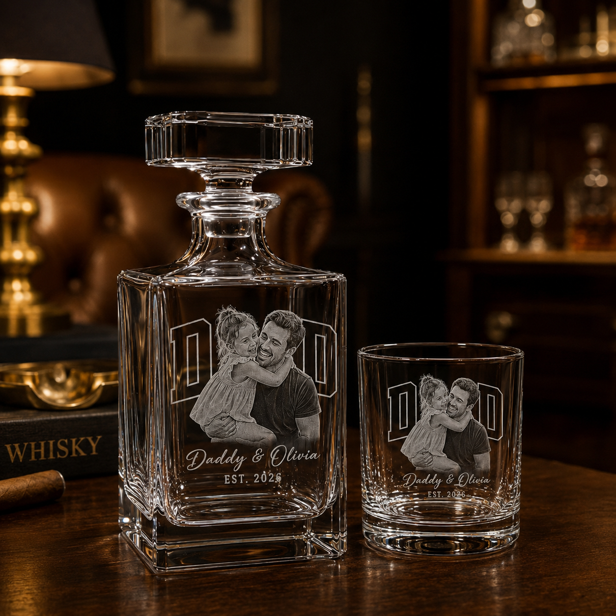 Custom Photo Dad Whiskey Decanter Set | Gift For Dad | Father's Day Gifts