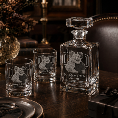 Custom Photo Dad Whiskey Decanter Set | Gift For Dad | Father's Day Gifts