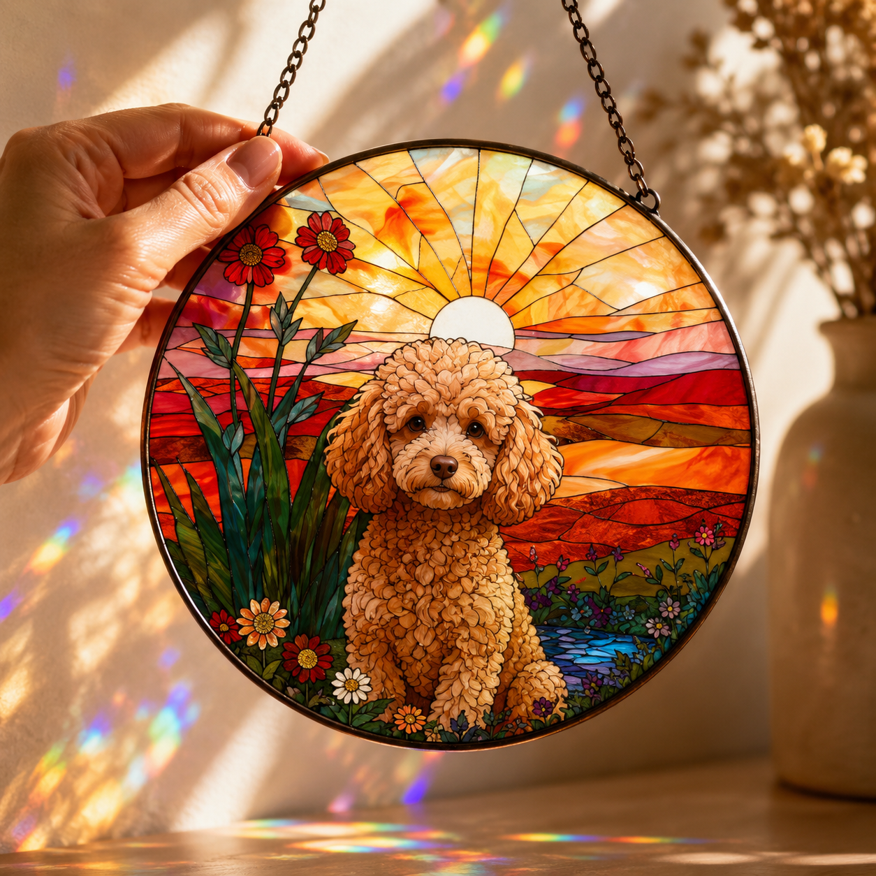 Custom Photo Dog Stained Glass Suncatcher – Custom Dog Lover Gifts | Gift For Dog Lover