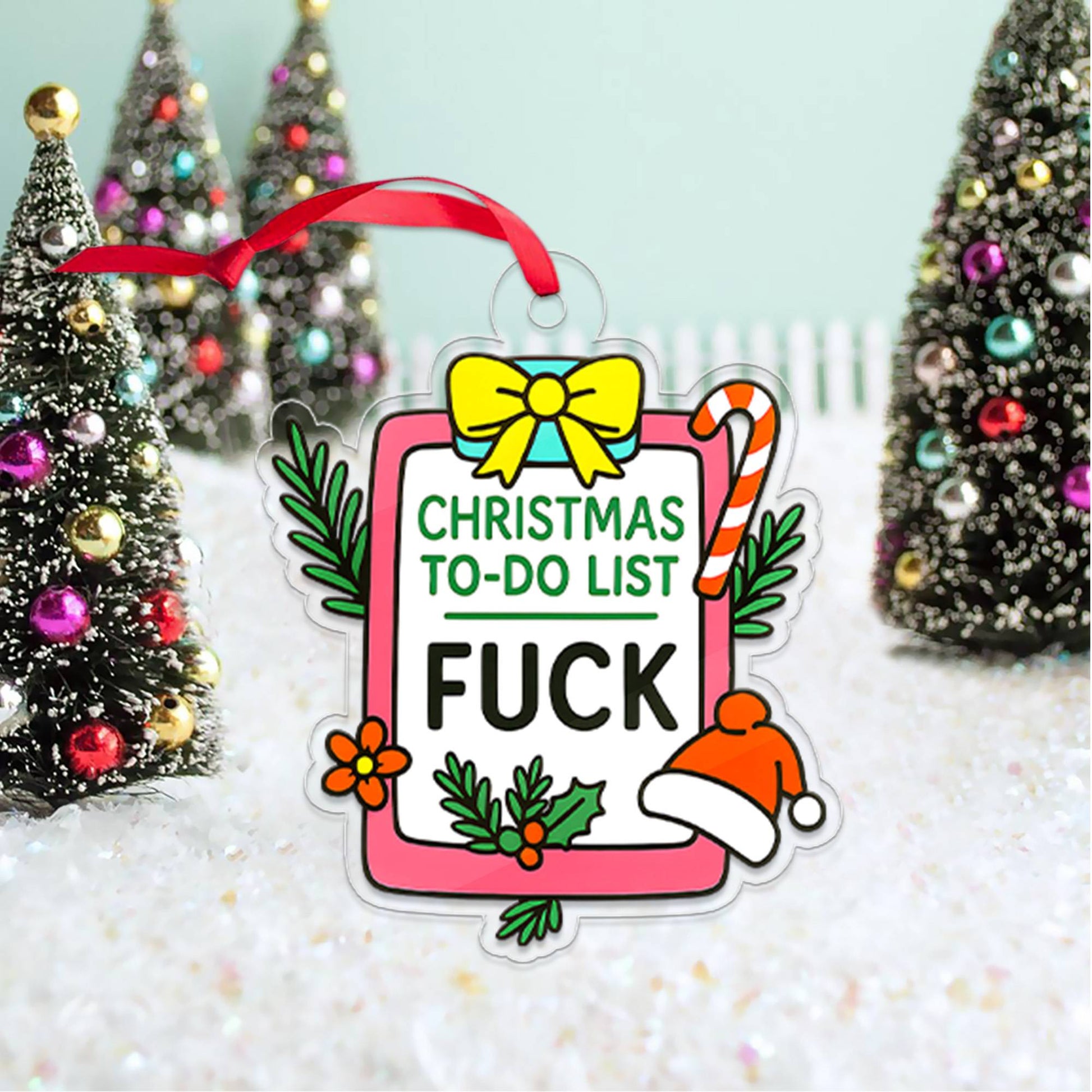 Funny Christmas Plan To Do List Acrylic Ornament, Gift For Friends, Funny Ornament Gift, Adult Ornament, Santa List Ornament