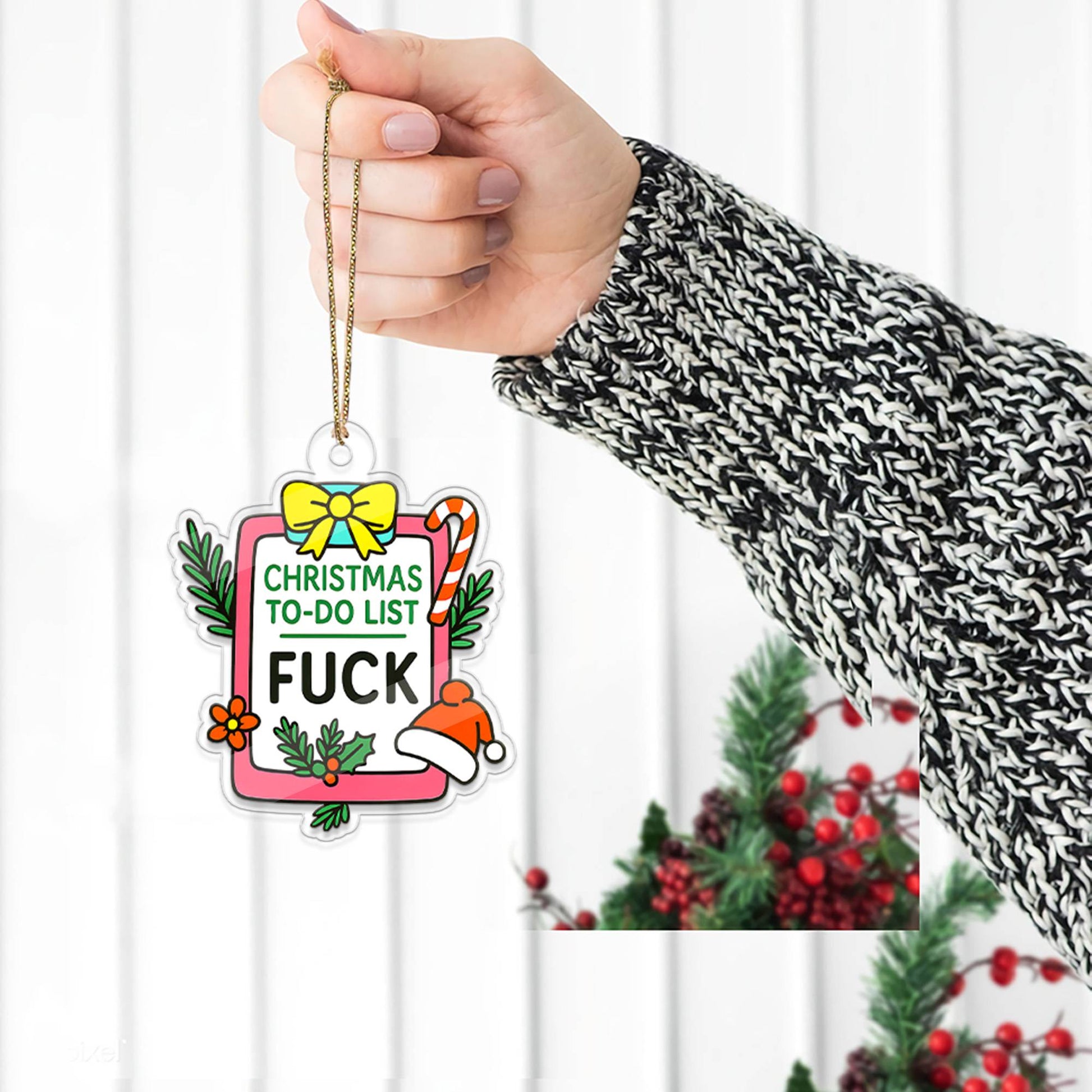 Funny Christmas Plan To Do List Acrylic Ornament, Gift For Friends, Funny Ornament Gift, Adult Ornament, Santa List Ornament