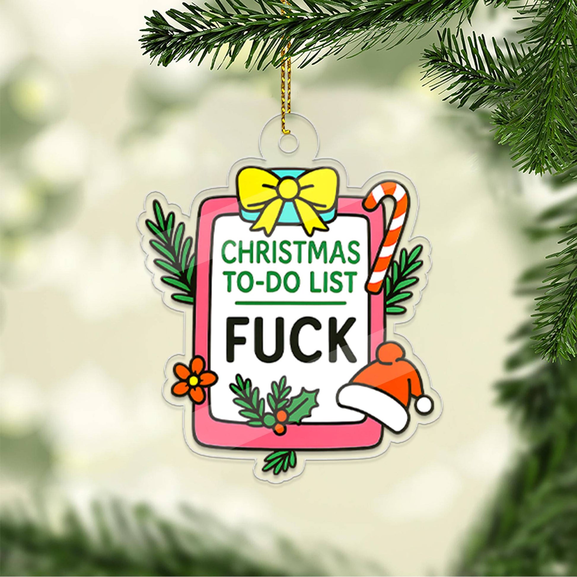 Funny Christmas Plan To Do List Acrylic Ornament, Gift For Friends, Funny Ornament Gift, Adult Ornament, Santa List Ornament