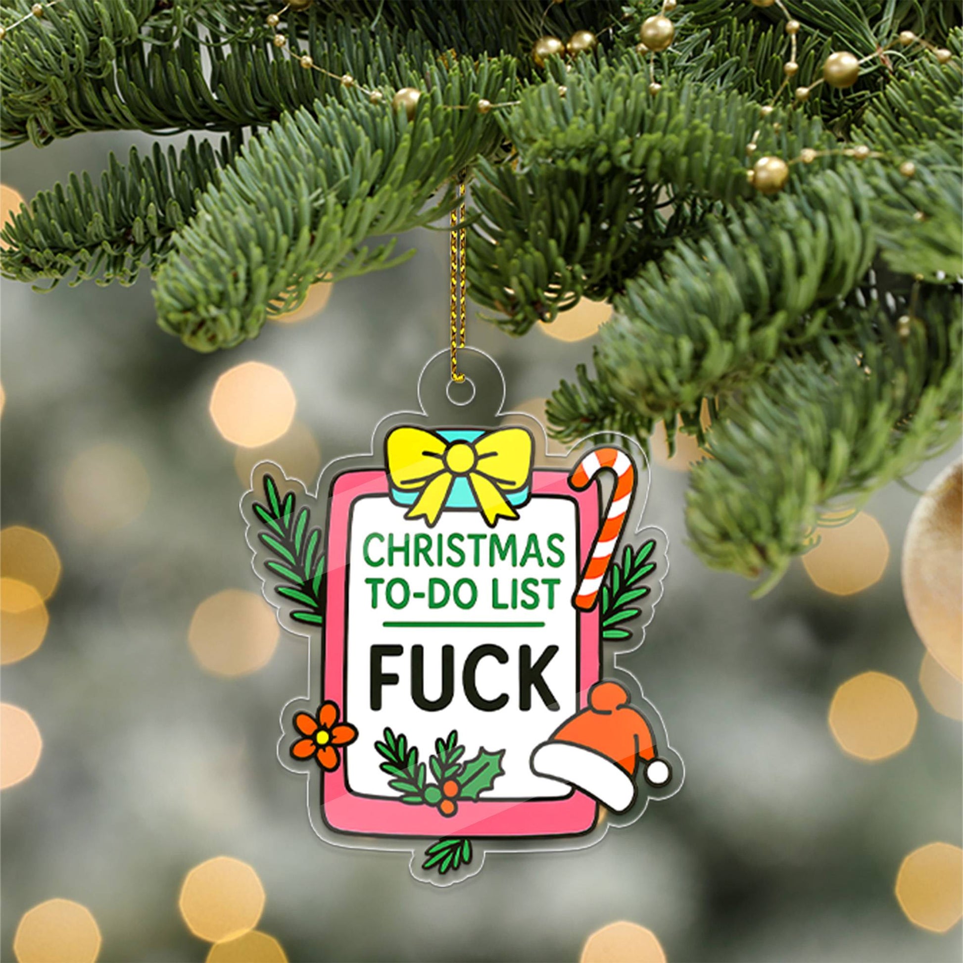 Funny Christmas Plan To Do List Acrylic Ornament, Gift For Friends, Funny Ornament Gift, Adult Ornament, Santa List Ornament