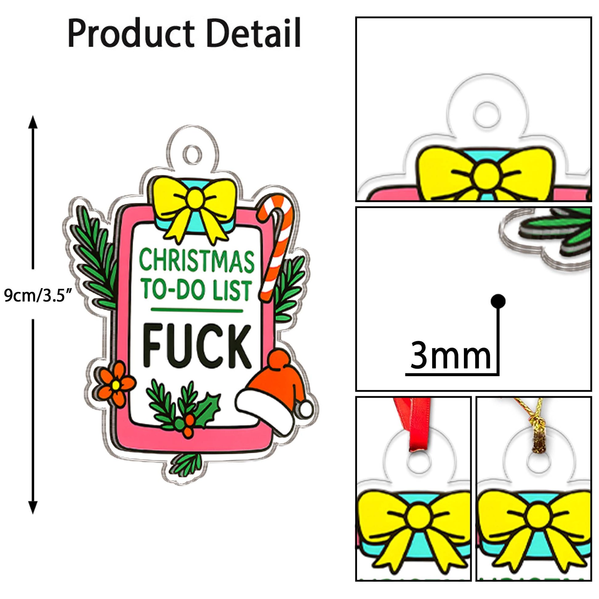 Funny Christmas Plan To Do List Acrylic Ornament, Gift For Friends, Funny Ornament Gift, Adult Ornament, Santa List Ornament