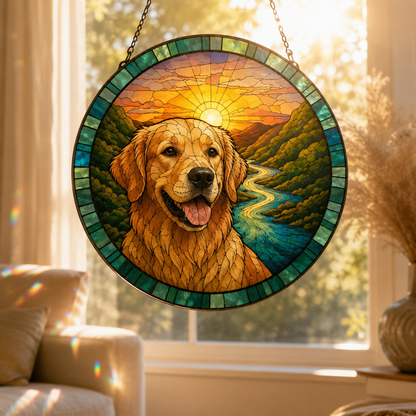 Custom Photo Dog Stained Glass Suncatcher – Personalized Dog Lover Gifts | Gift For Dog Lover