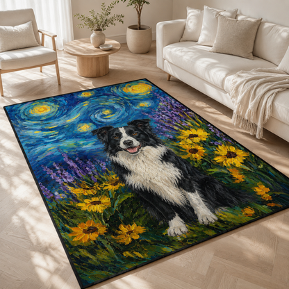 Custom Photo Starry Night Dog Area Rug | Gift For Dog Lovers