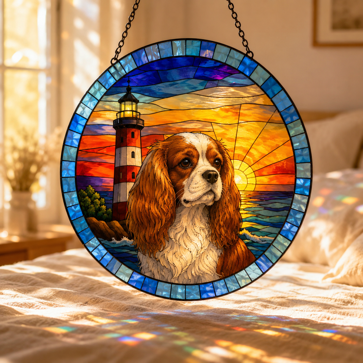Custom Photo Dog Stained Glass Suncatcher – Personalized Dog Lover Gifts | Gift For Dog Lover