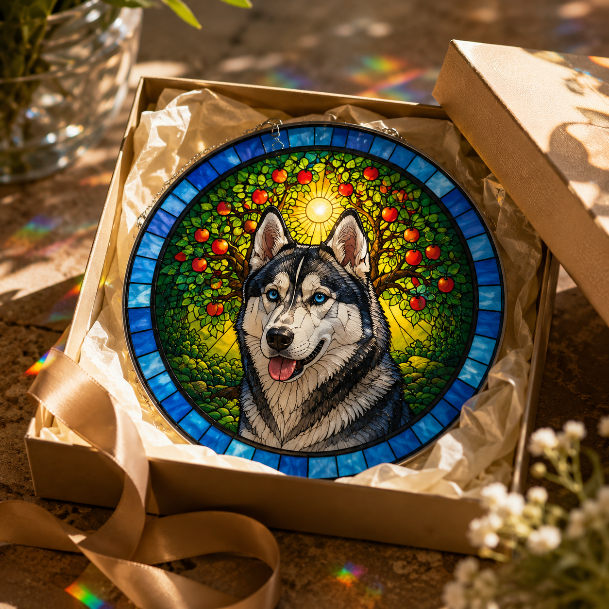 Custom Photo Dog Stained Glass Suncatcher – Personalized Dog Lover Gifts | Gift For Dog Lover
