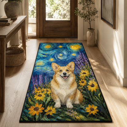 Custom Photo Starry Night Dog Area Rug | Gift For Dog Lovers