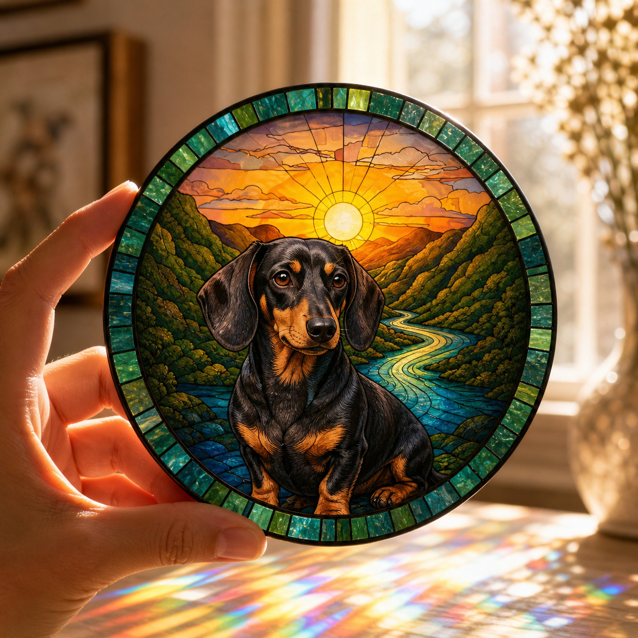 Custom Photo Dog Stained Glass Suncatcher – Personalized Dog Lover Gifts | Gift For Dog Lover