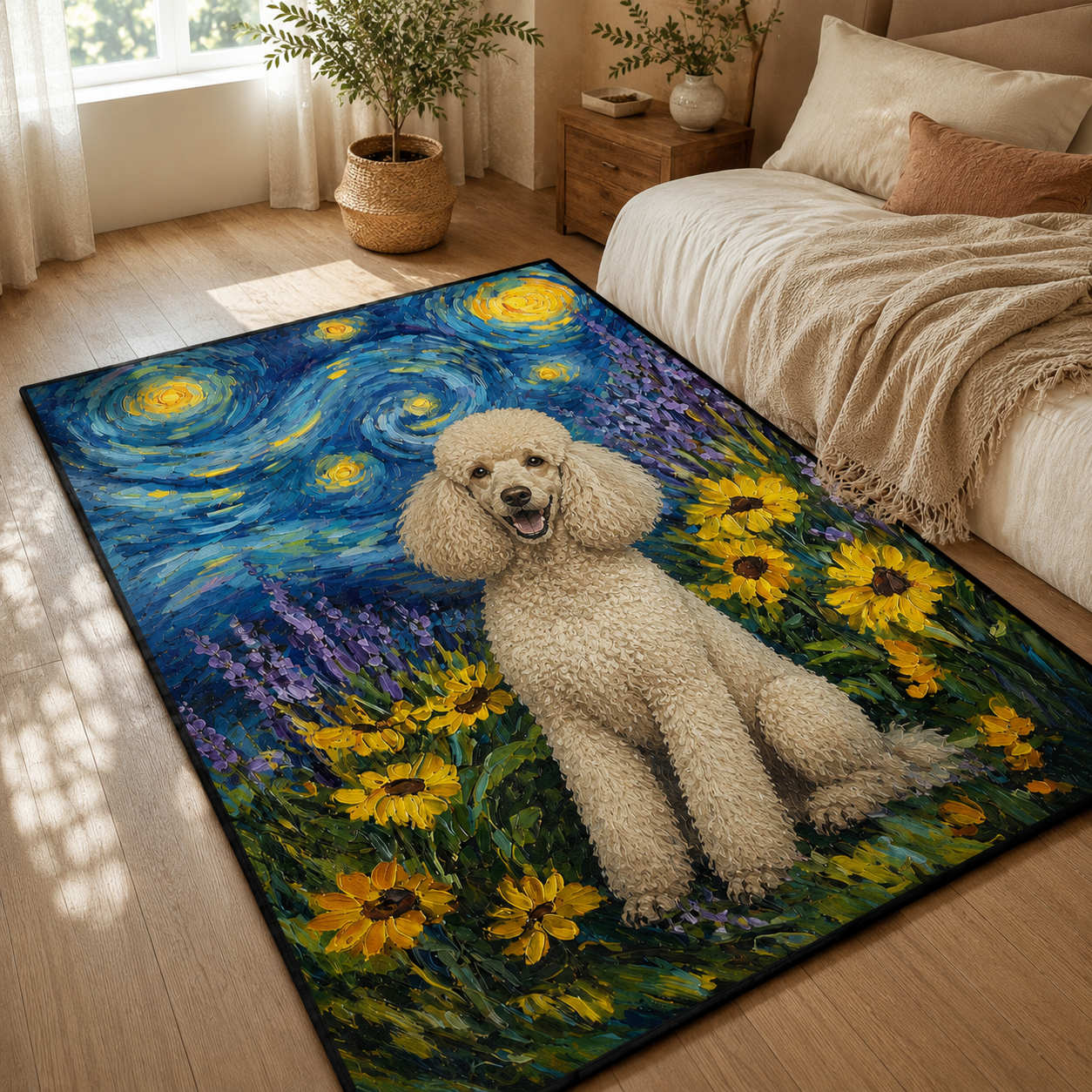Custom Photo Starry Night Dog Area Rug | Gift For Dog Lovers