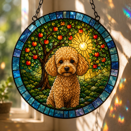 Custom Photo Dog Stained Glass Suncatcher – Personalized Dog Lover Gifts | Gift For Dog Lover