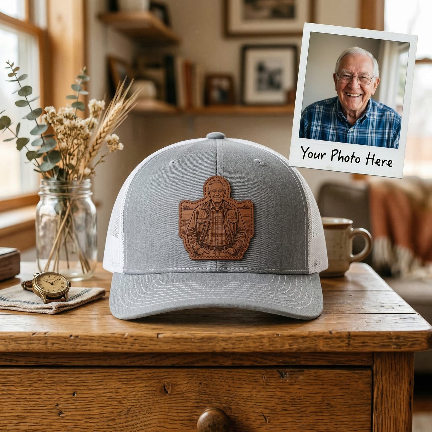 Personalized Grandpa Father's Day Trucker Hat With Photo | Custom Grandpa Hat | Father's Day Gift | Gift For Grandpa | Grandpa Gift