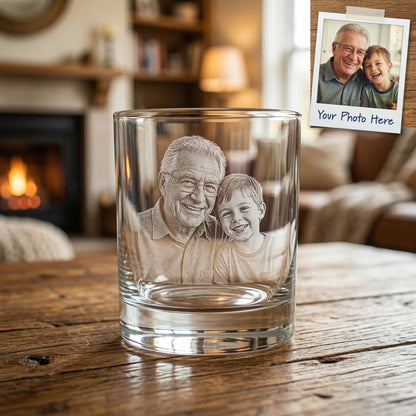 Custom Photo Grandpa Whiskey Glass | Photo Grandpa Portrait Gift | Father's Day Gifs For Grandpa | Gift For Grandpa