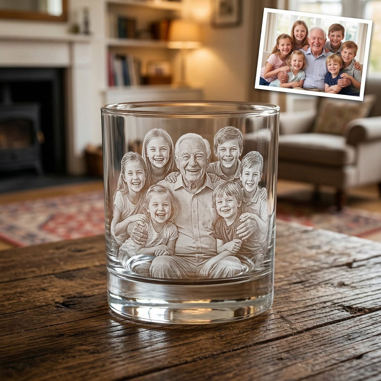 Custom Father's Day Gift For Grandpa Whiskey Glass | Photo Grandpa Portrait Gift | Grandpa Gifts | Gift For Grandpa