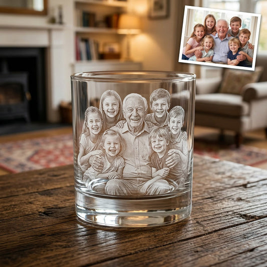 Custom Father's Day Gift For Grandpa Whiskey Glass | Photo Grandpa Portrait Gift | Grandpa Gifts | Gift For Grandpa